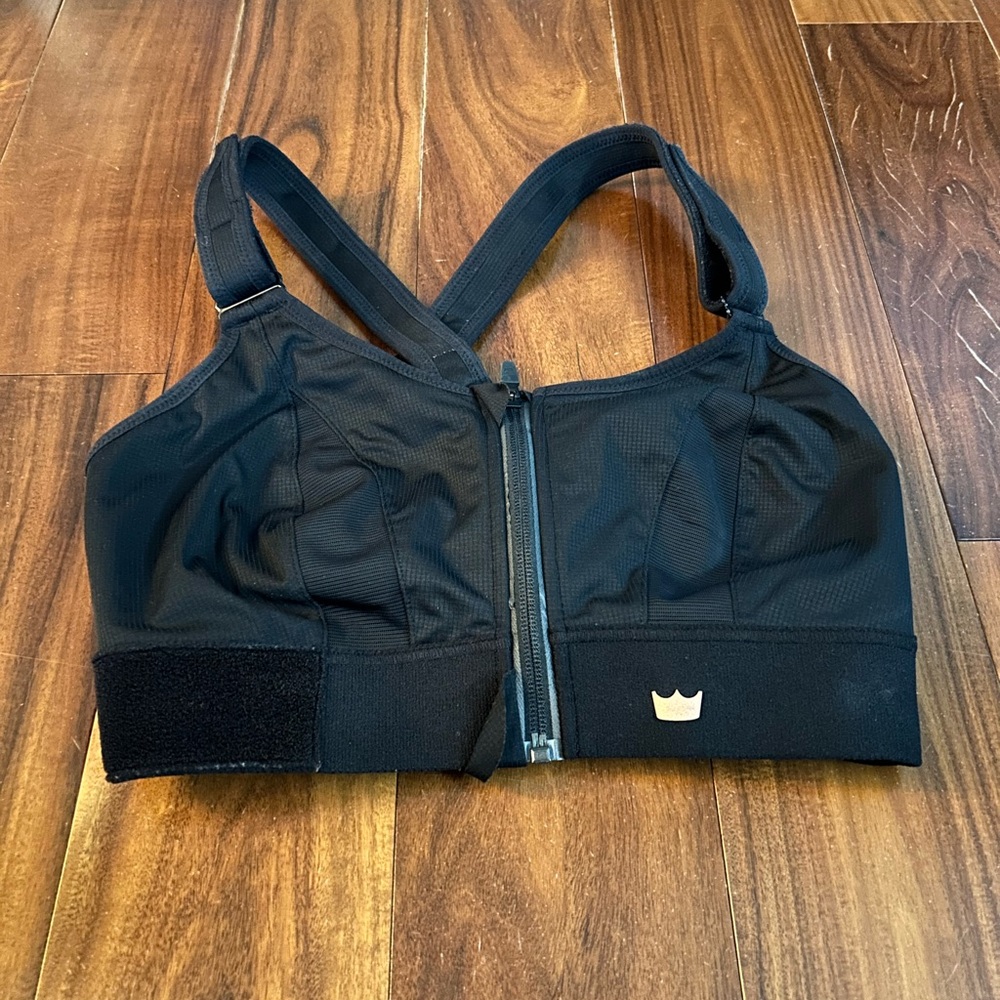 SHEFIT Black Front-Zip High Support Sports Bra